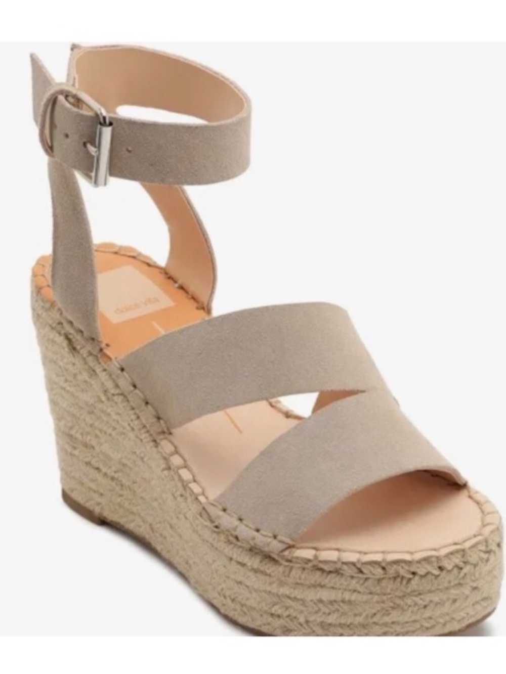 New Dolce Vita Suede Ankle-Strap Wedge Sandal in Taupe